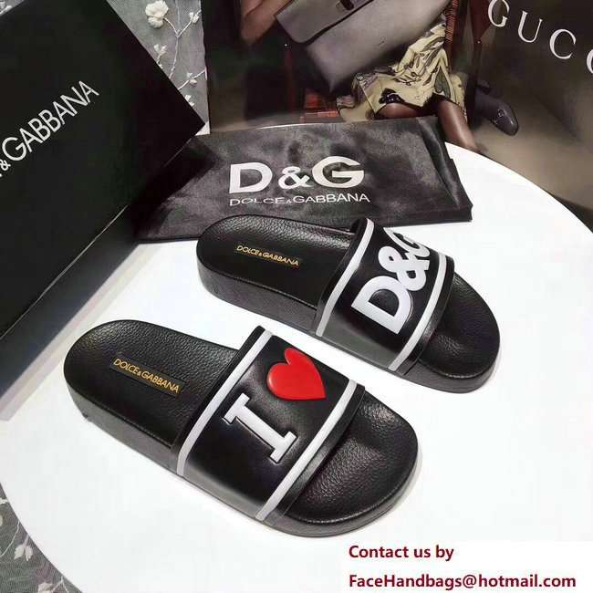 Dolce  &  Gabbana I Love D & G Slippers Black 2018